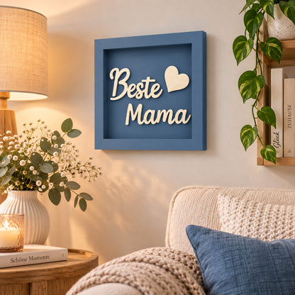 Holz Bilderrahmen "Beste Mama" in verschiedenen Farben