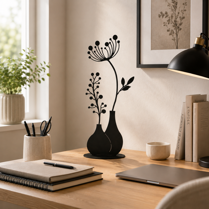 Aufsteller Vase mit Blumen in verschiedenen Farben