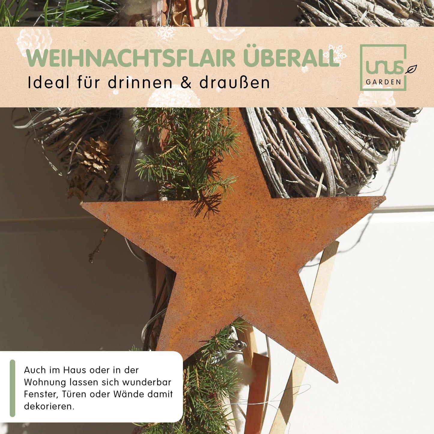Deko Stern Rost z Aufhängen m Kette