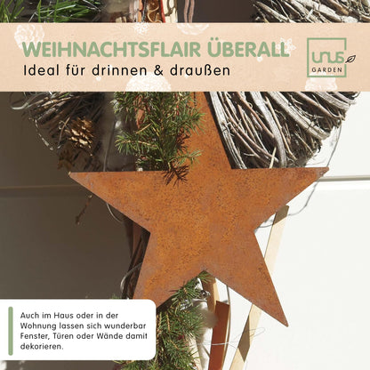 Deko Stern Rost z Aufhängen m Kette 3er Set