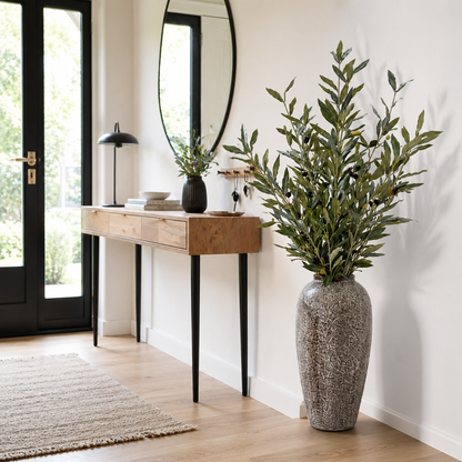 Kunstpflanze Olivenzweige im Keramiktopf künstliche Pflanze mit Vase