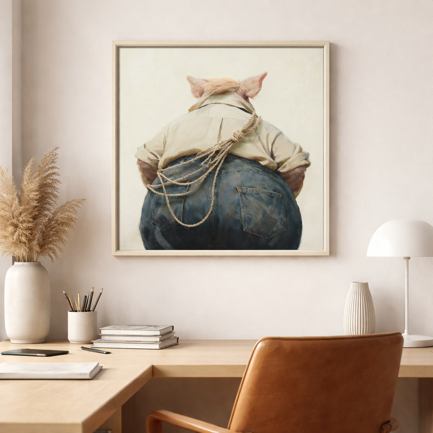 Wall Art 3D Hairfusion Schwein in Jeans 60x60