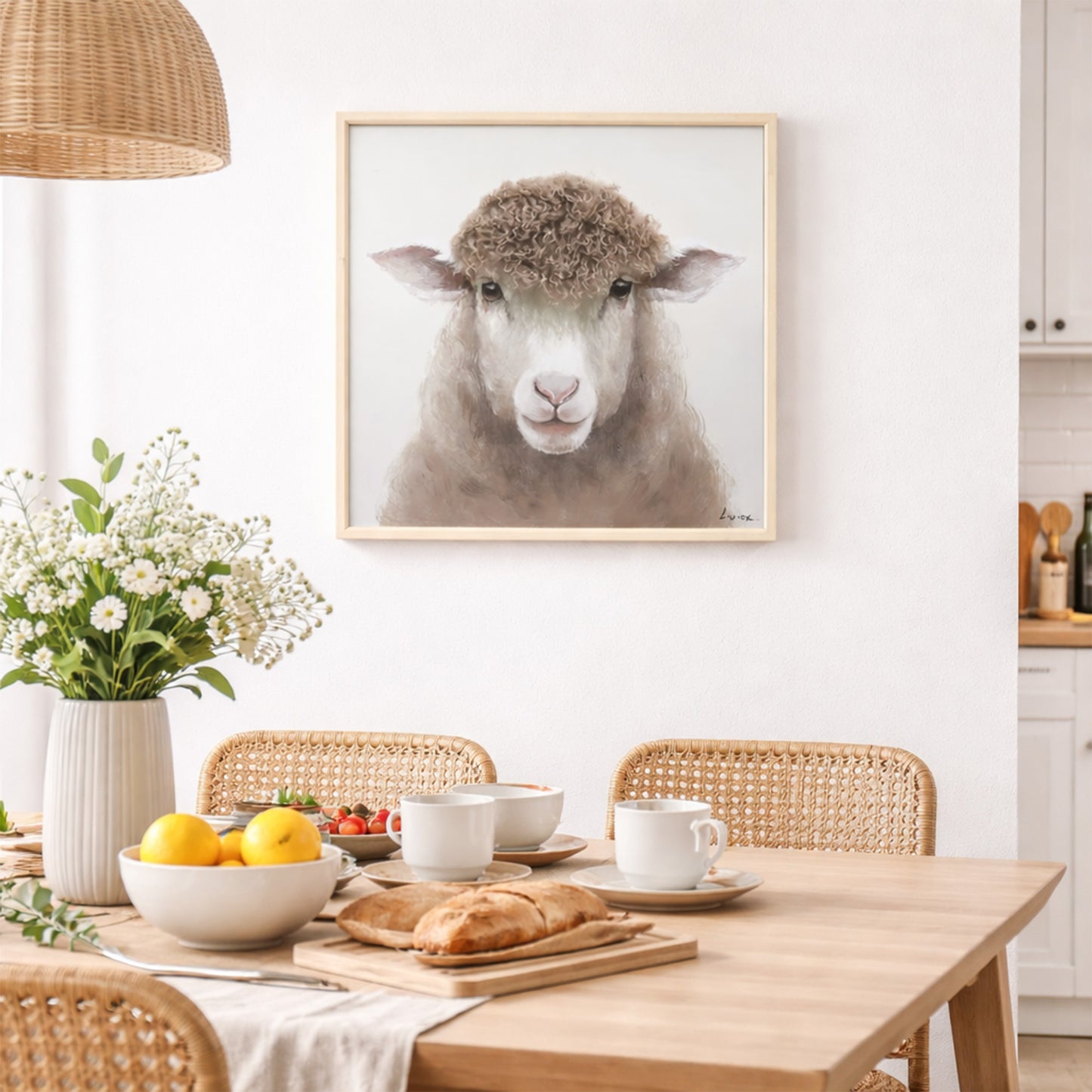 Wall Art 3D Hairfusion Schaf in weiß 60x60