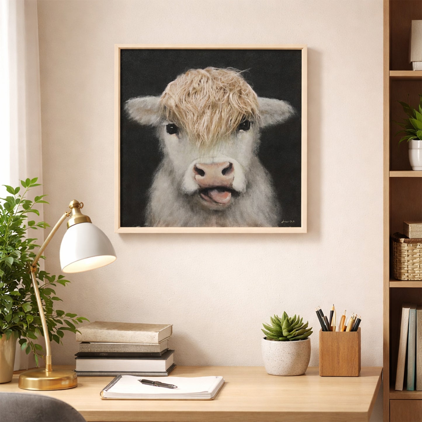 Wall Art 3D Hairfusion Kuh weiß ohne Hörner 60x60
