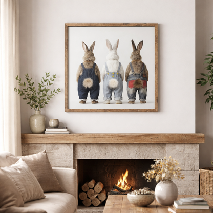 Wall Art 3D Hairfusion Hasen mit Latzhose 80x80