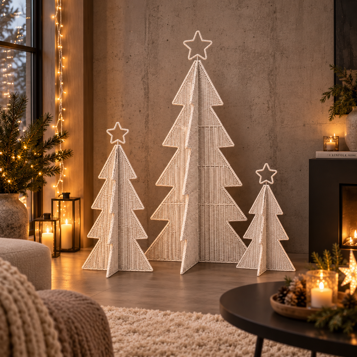 Aufsteller Tannenbaum Olaf Papiergeflecht Grün oder Weiß