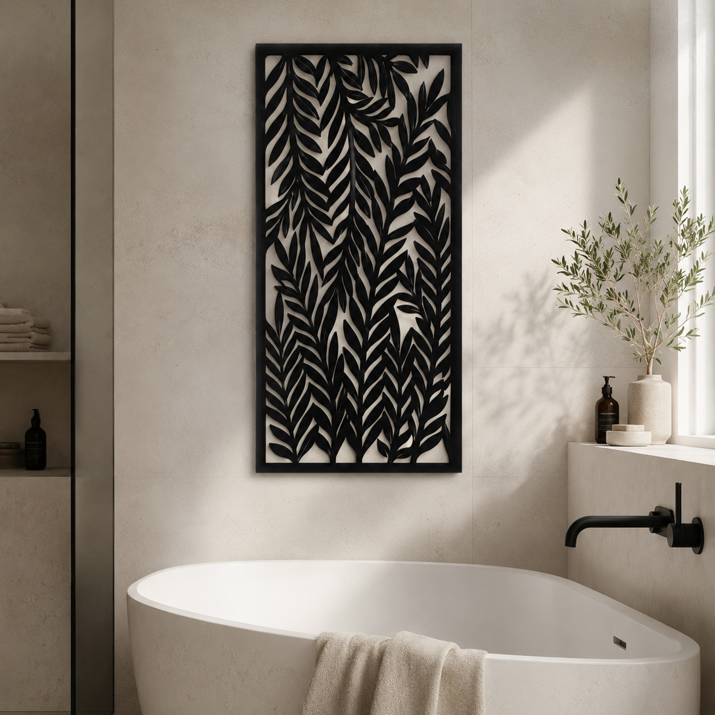 Metall Wandbild Palmblätter schwarz 120x60cm