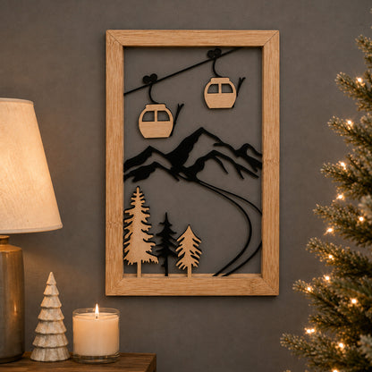 Wandbild Moritz mit Bambus Rahmen Ski Resort