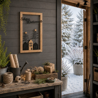 Wandbild Finja mit Bambus Rahmen " Schöne Winterzeit"