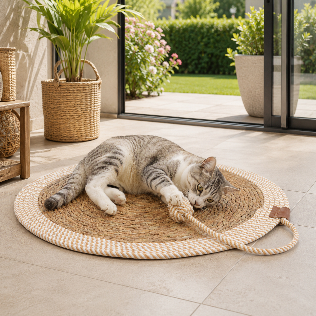 Kratzmatte Katze Tina Seegras Ø50 cm