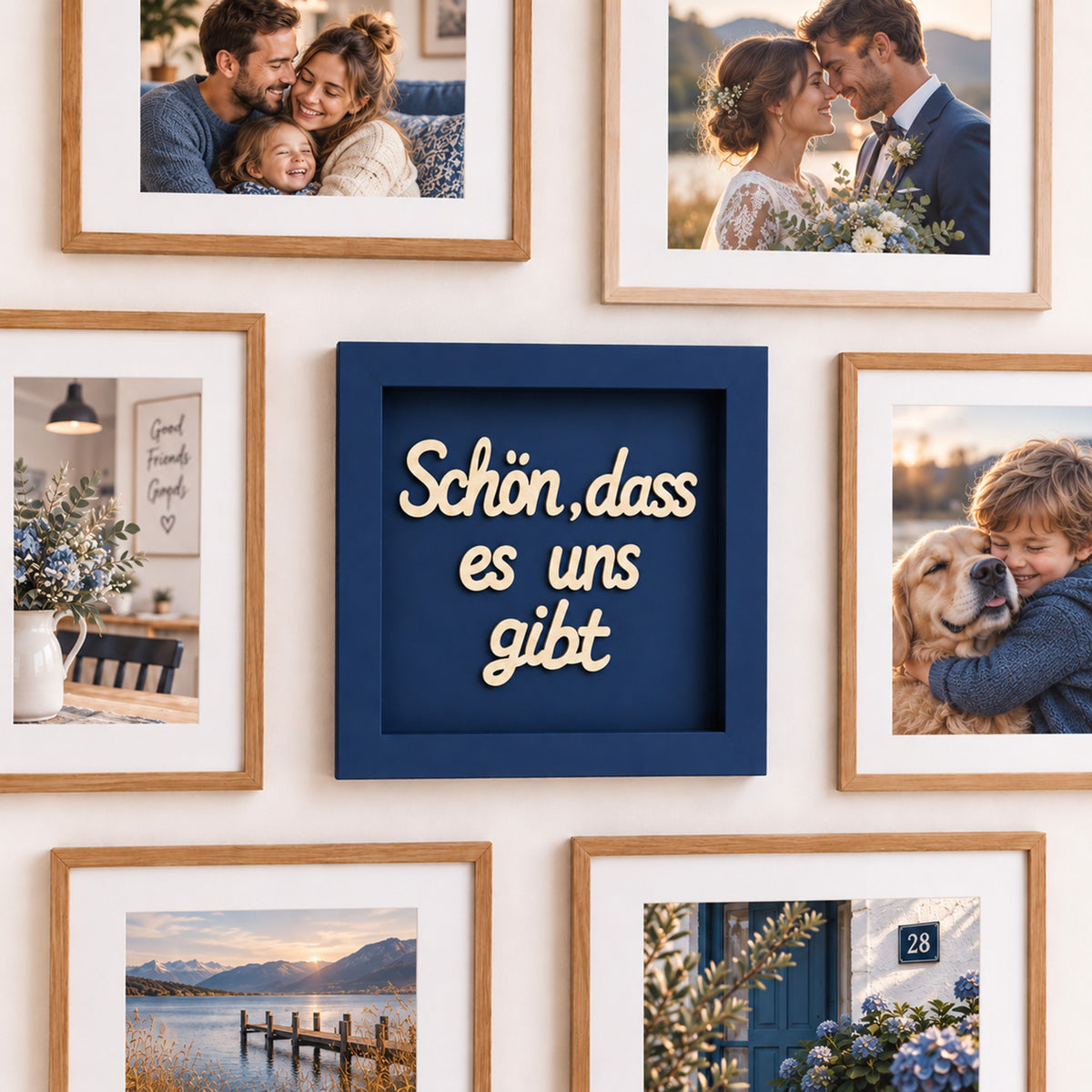 Holz Bilderrahmen "Schön, dass es uns gibt" in verschiedenen Farben