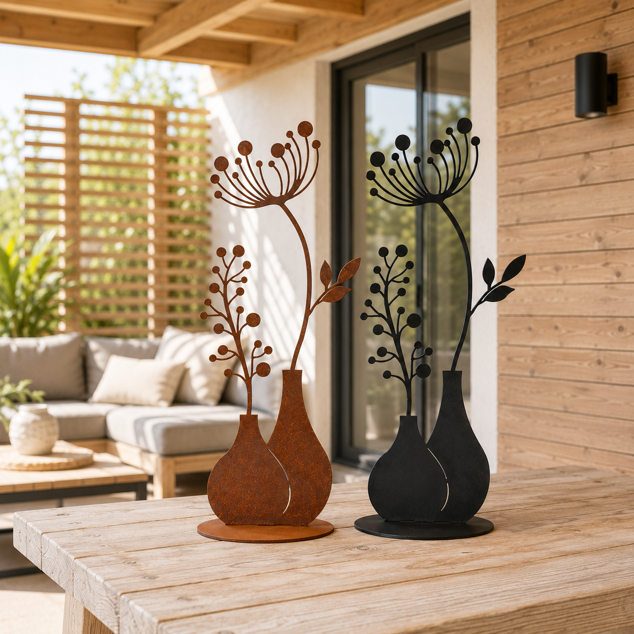 Aufsteller Vase mit Blumen in verschiedenen Farben