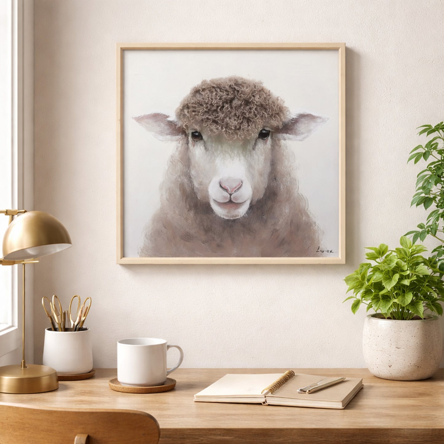 Wall Art 3D Hairfusion Schaf in weiß 60x60