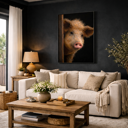 Leinwand Tierportrait Wollschwein bespannter Keilrahmen