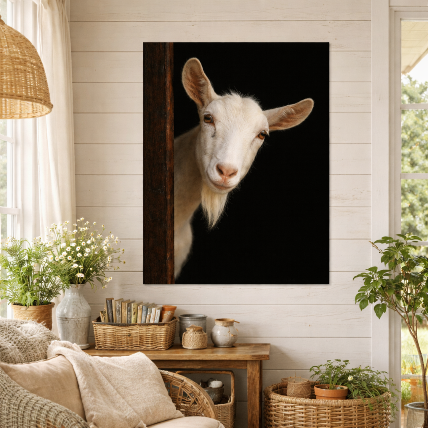 Leinwand Tierportrait Ziege bespannter Keilrahmen