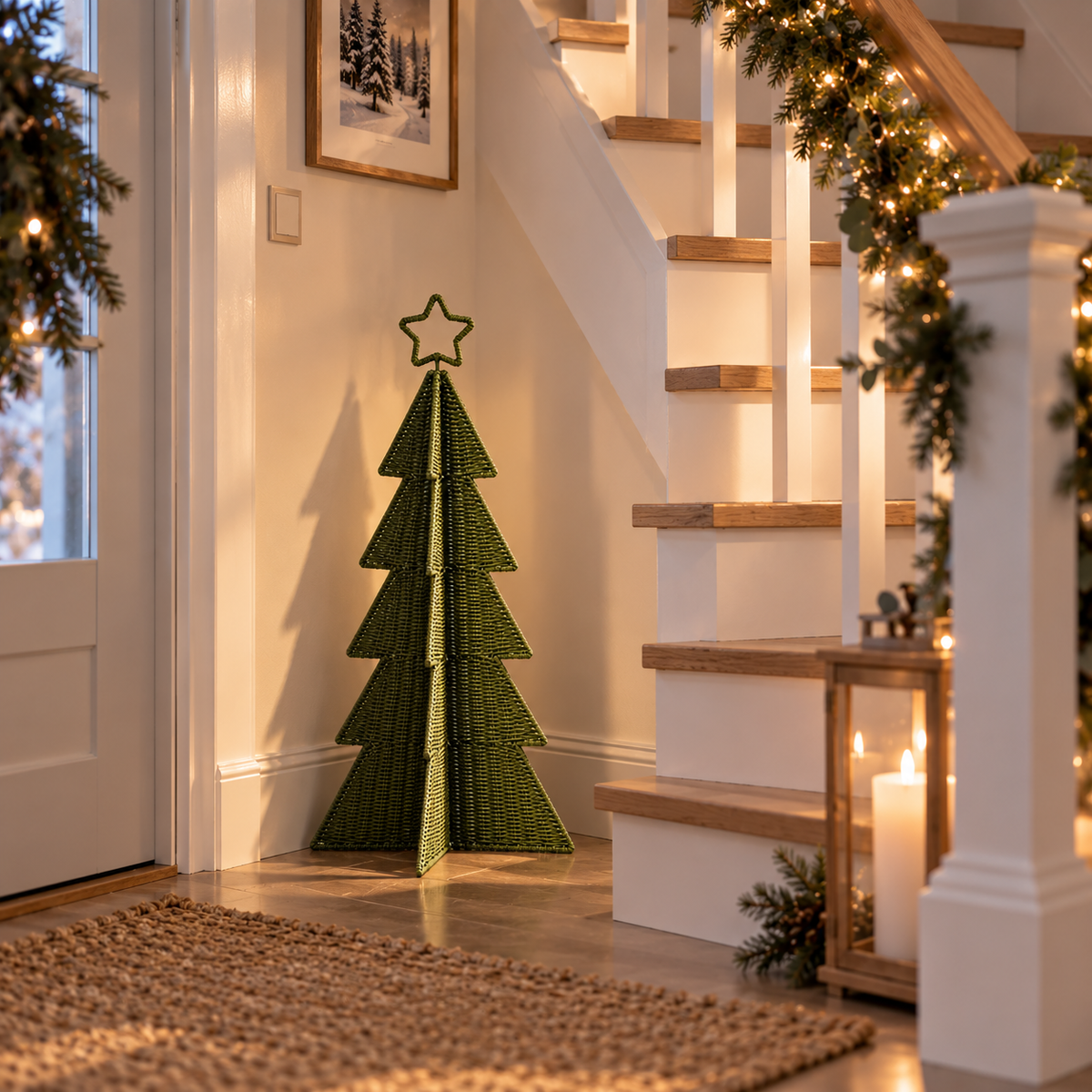 Aufsteller Tannenbaum Olaf Papiergeflecht Grün oder Weiß
