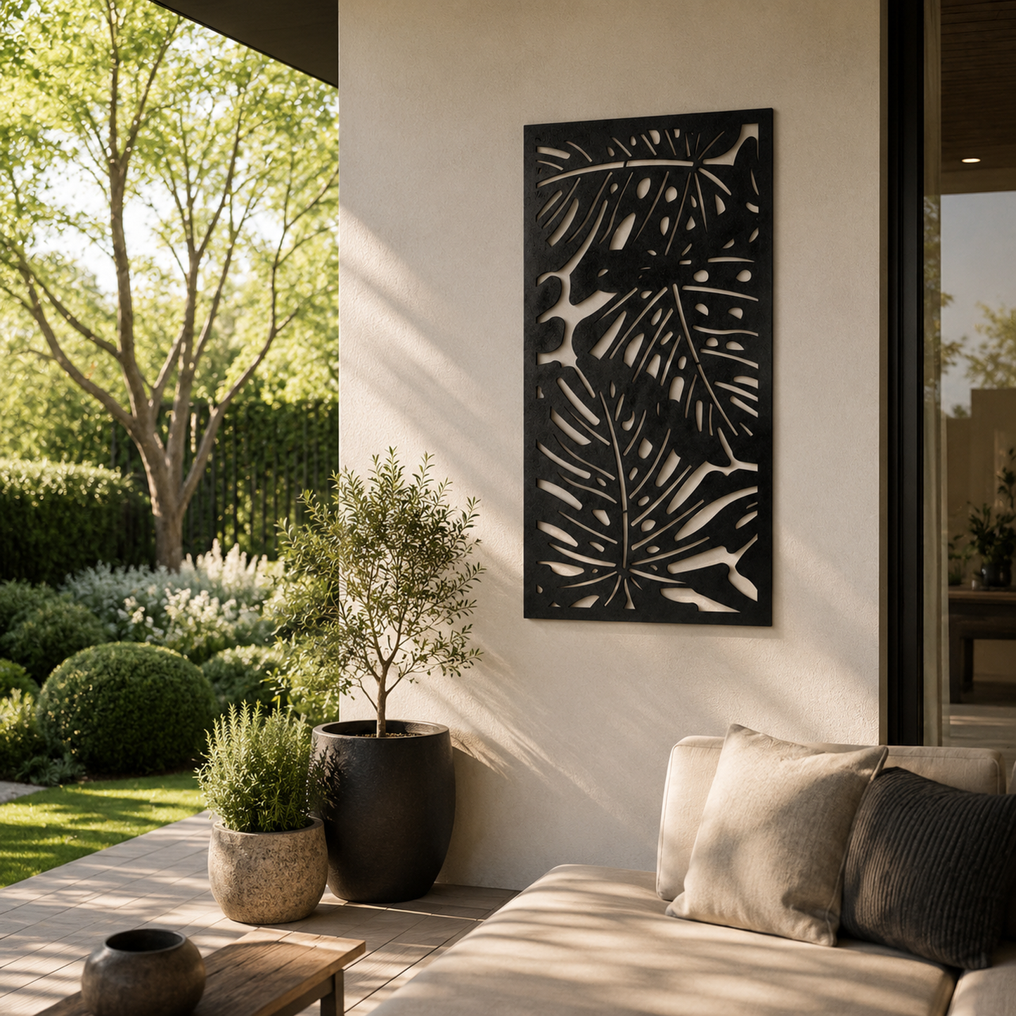 Metall Wandbild Monstera schwarz 120x60cm