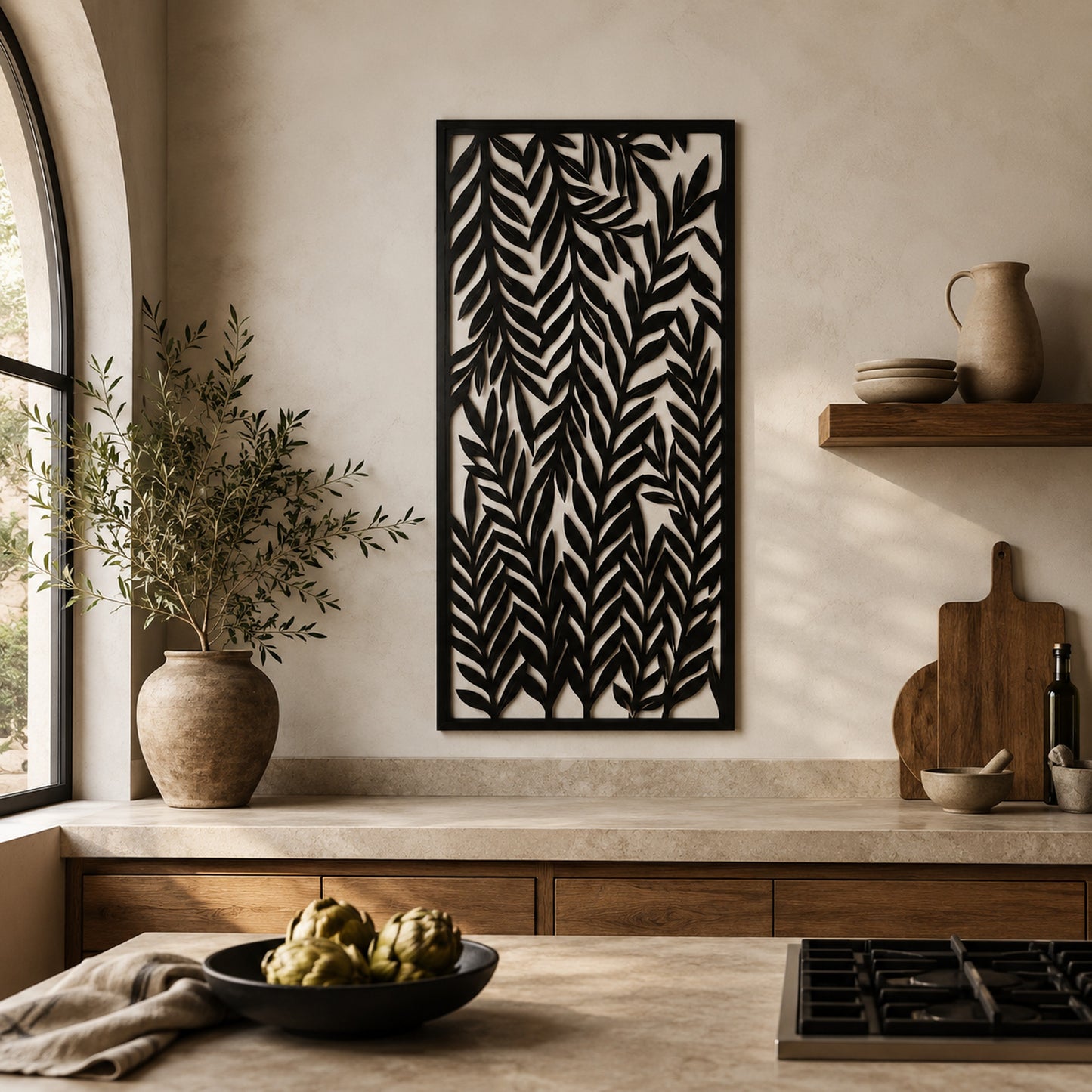 Metall Wandbild Palmblätter schwarz 120x60cm