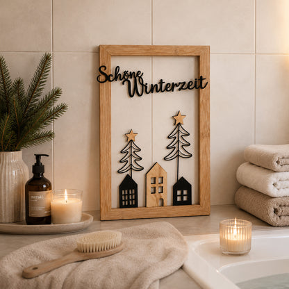 Wandbild Finja mit Bambus Rahmen " Schöne Winterzeit"