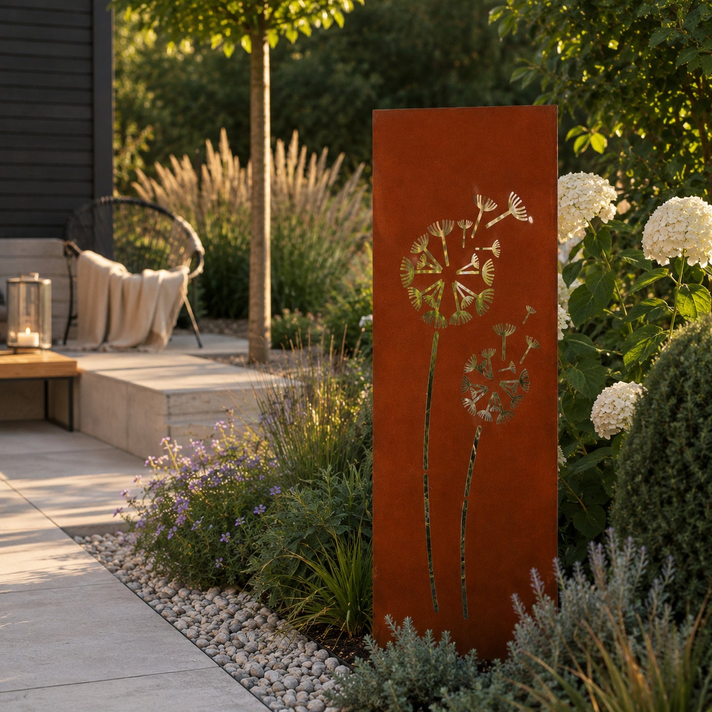 Gartenschild Rost Pusteblumen 80x28cm