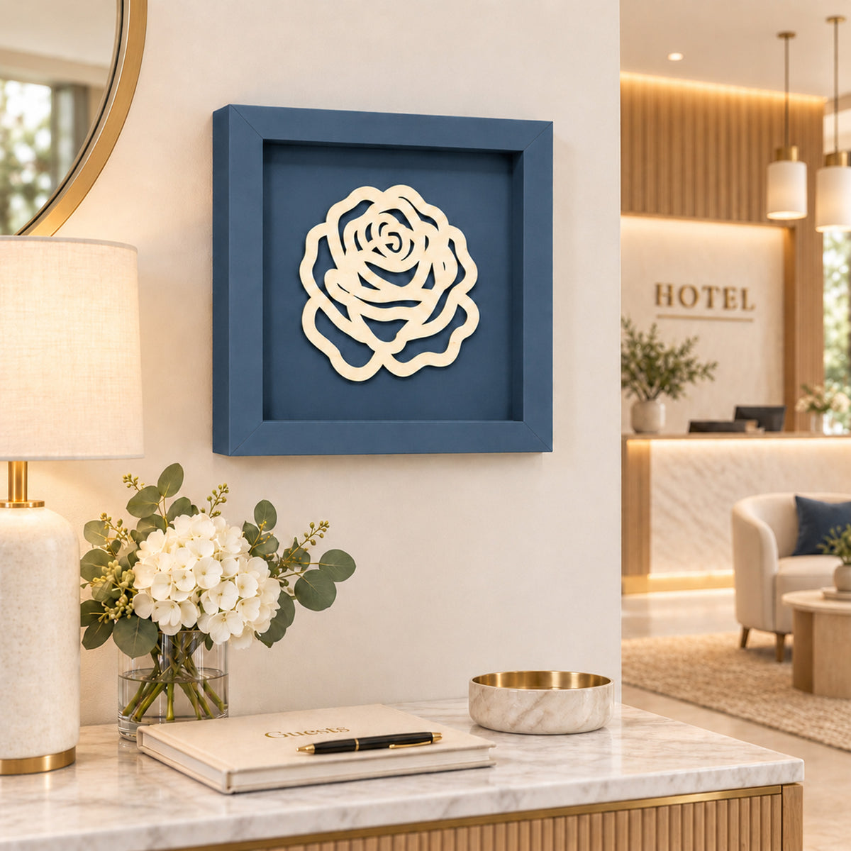 Holz Bilderrahmen 3D Rose in verschiedenen Farben
