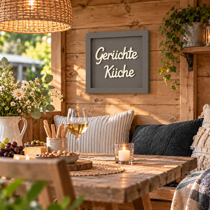 Holz Bilderrahmen "Gerüchte Küche" in verschiedenen Farben