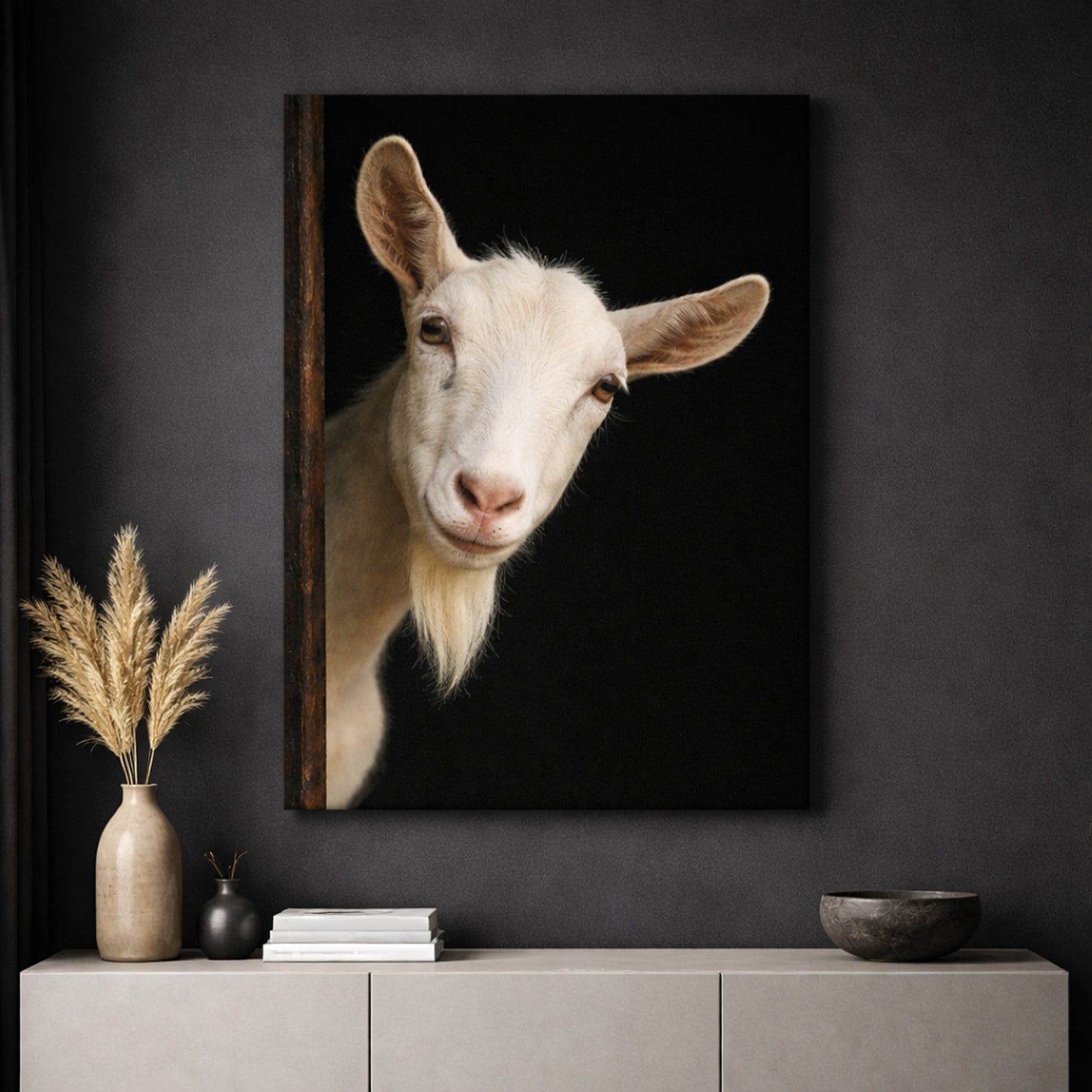 Leinwand Tierportrait Ziege bespannter Keilrahmen