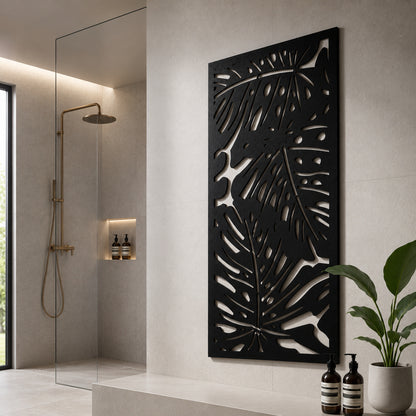 Metall Wandbild Monstera schwarz 120x60cm