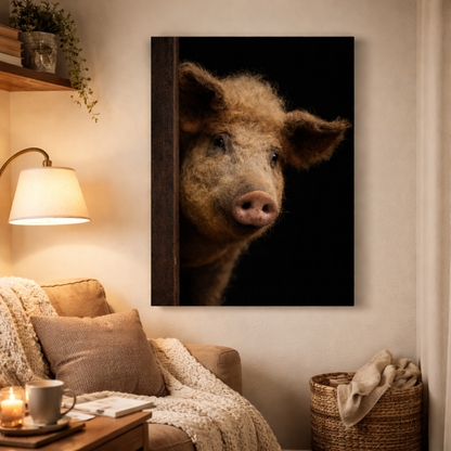 Leinwand Tierportrait Wollschwein bespannter Keilrahmen
