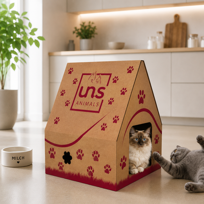 Katzenhaus Pappe Madame Miez inkl. 6 Kratzbretter