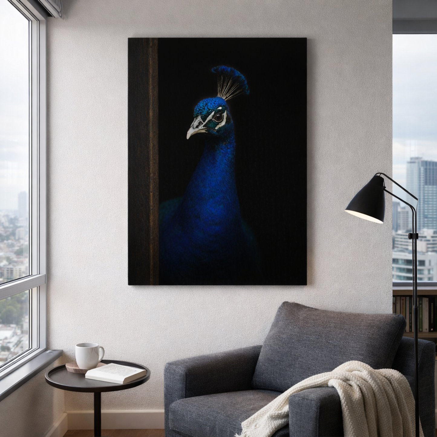 Leinwand Tierportrait Pfau bespannter Keilrahmen