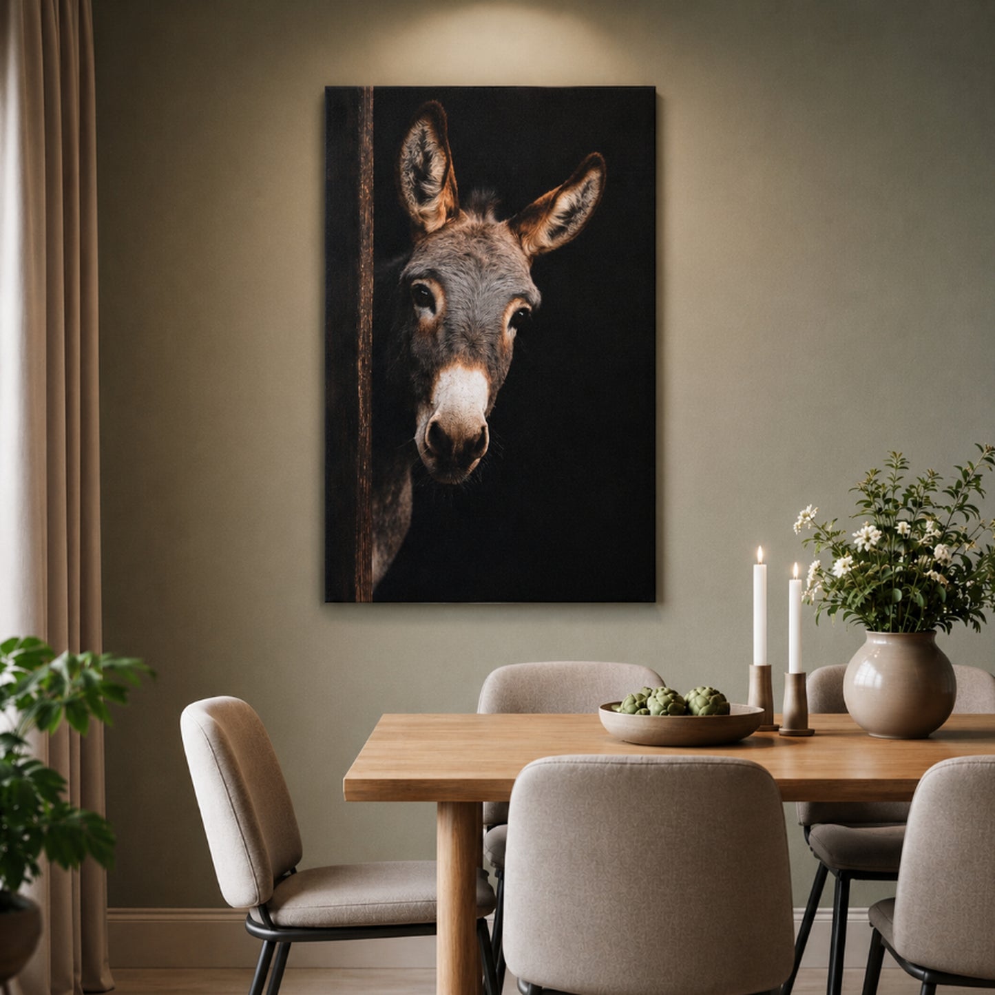 Leinwand Tierportrait Esel in zwei Größen