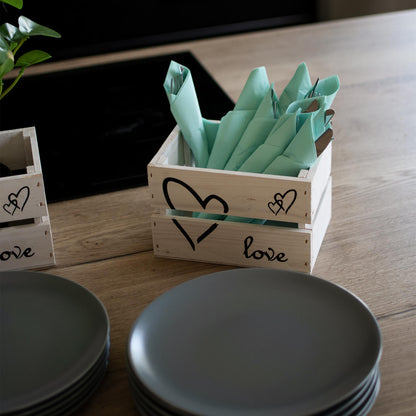 3er Set Holzkiste "love" weiß washed klein