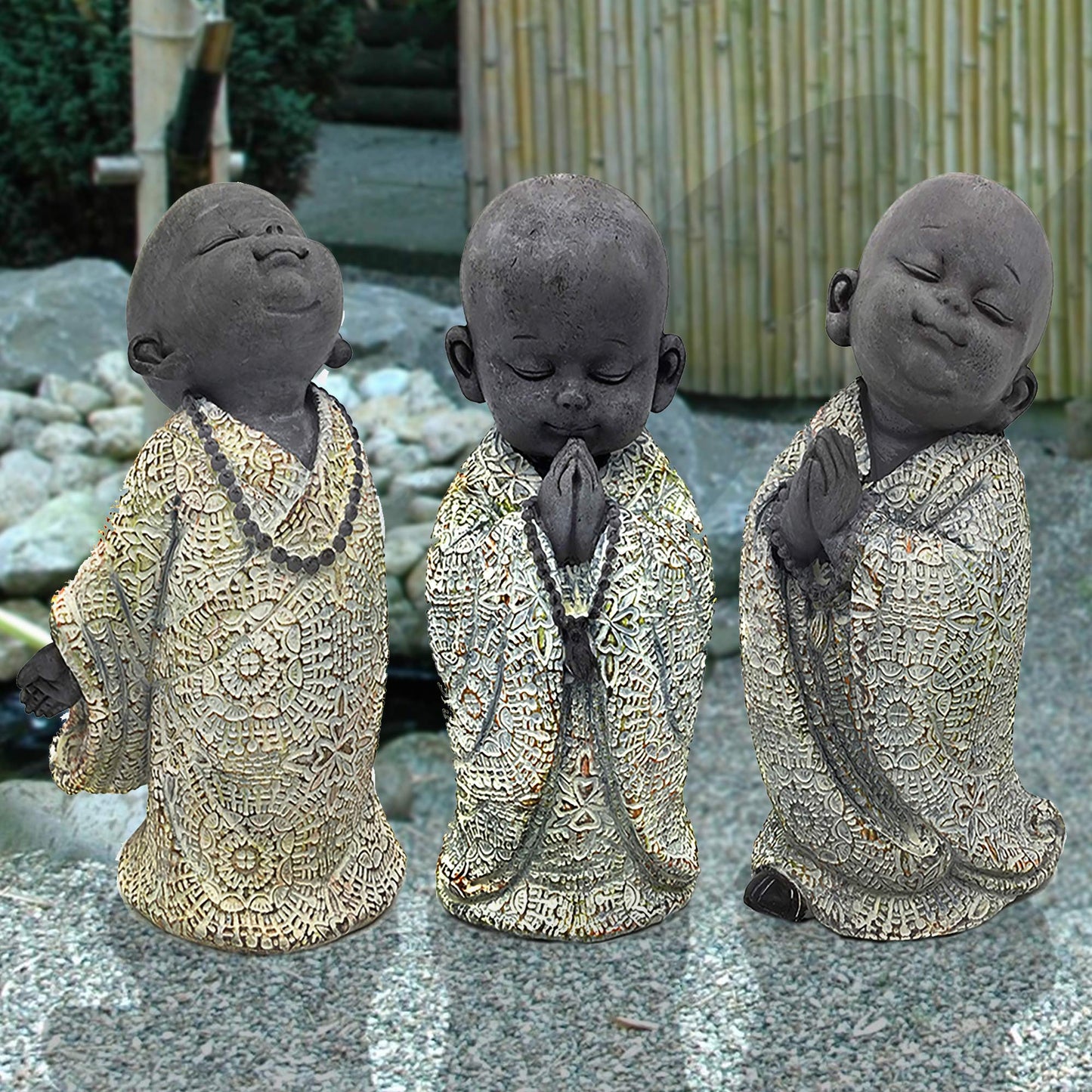Dekofiguren Polyresin "Kleine Mönche" 3er-Set