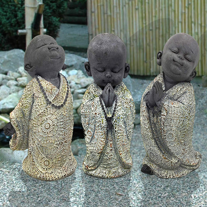 Dekofiguren Polyresin "Kleine Mönche" 3er-Set