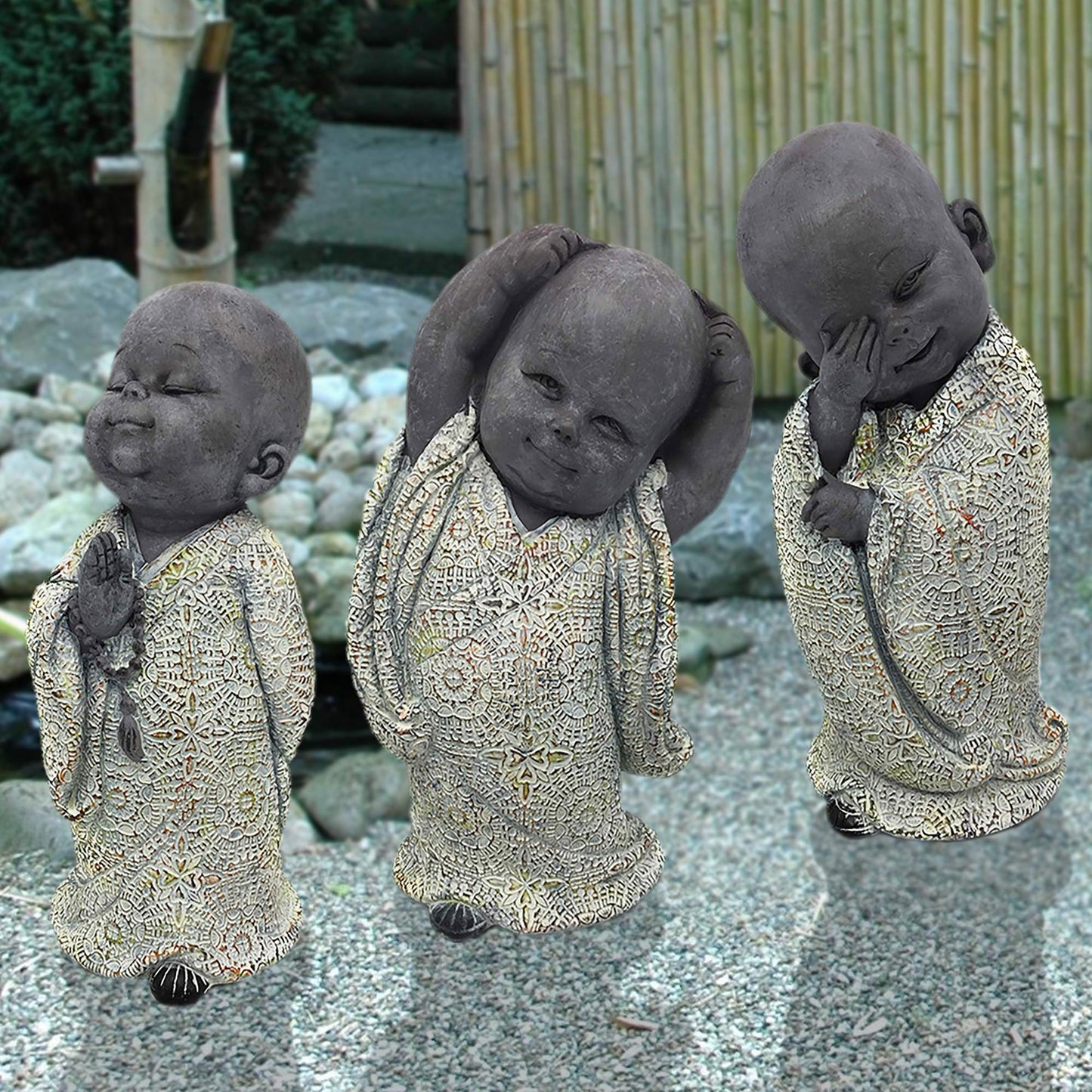 Dekofiguren Polyresin "Kleine Mönche" 3er-Set