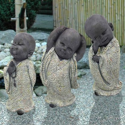 Dekofiguren Polyresin "Kleine Mönche" 3er-Set