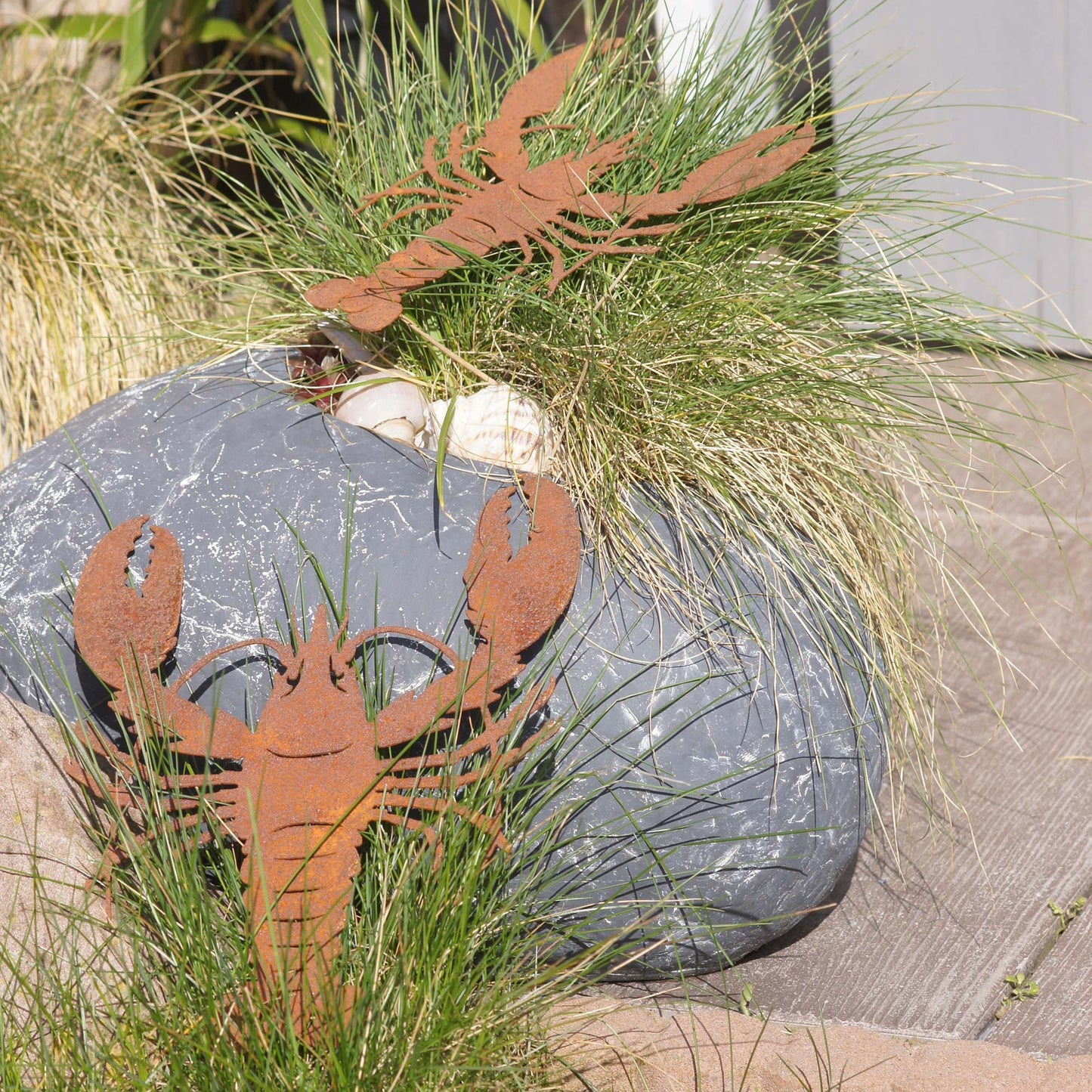 Gartenstecker Rost Hummer im 2er Set
