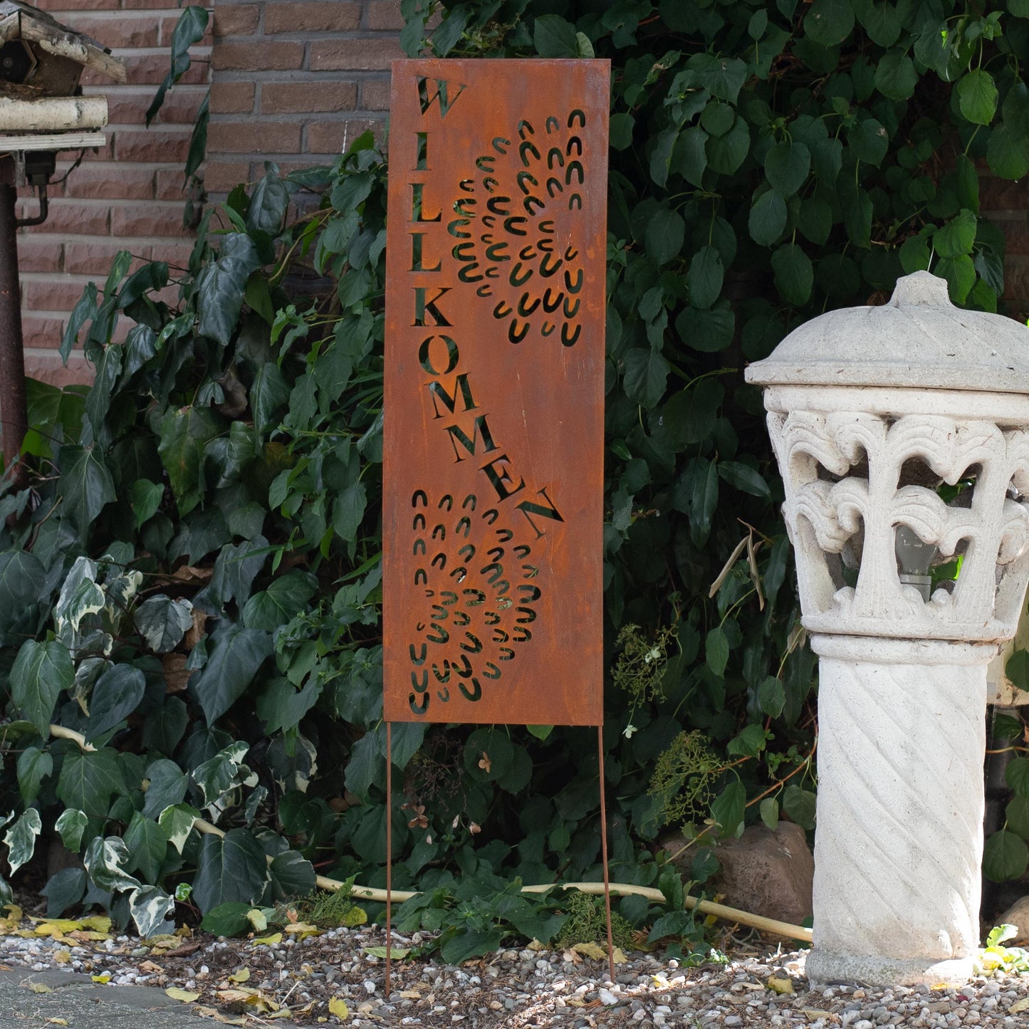 Roststecker Schild Willkommen