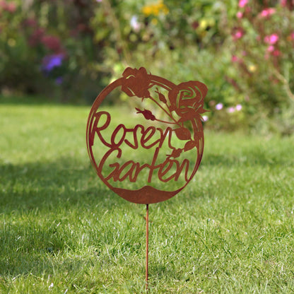 Stecker Rost rundes Schild " Rosengarten"