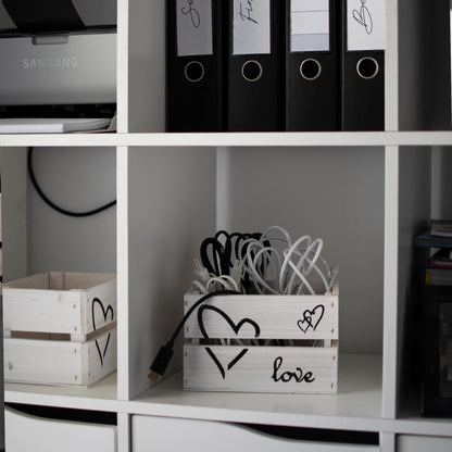 3er Set Holzkiste "love" weiß washed klein