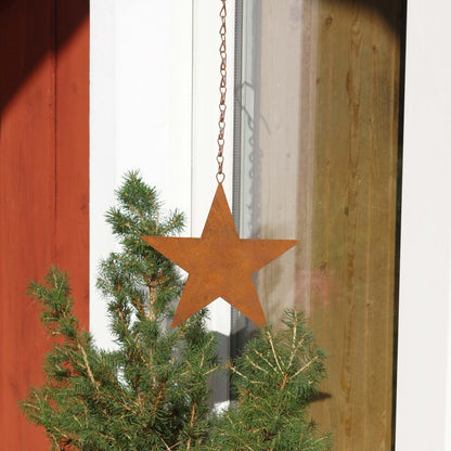 Deko Stern Rost z Aufhängen m Kette 3er Set