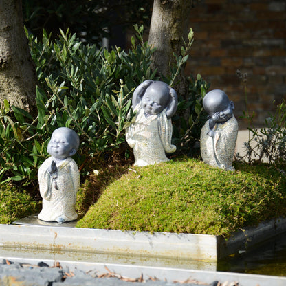 Dekofiguren Polyresin "Kleine Mönche" 3er-Set