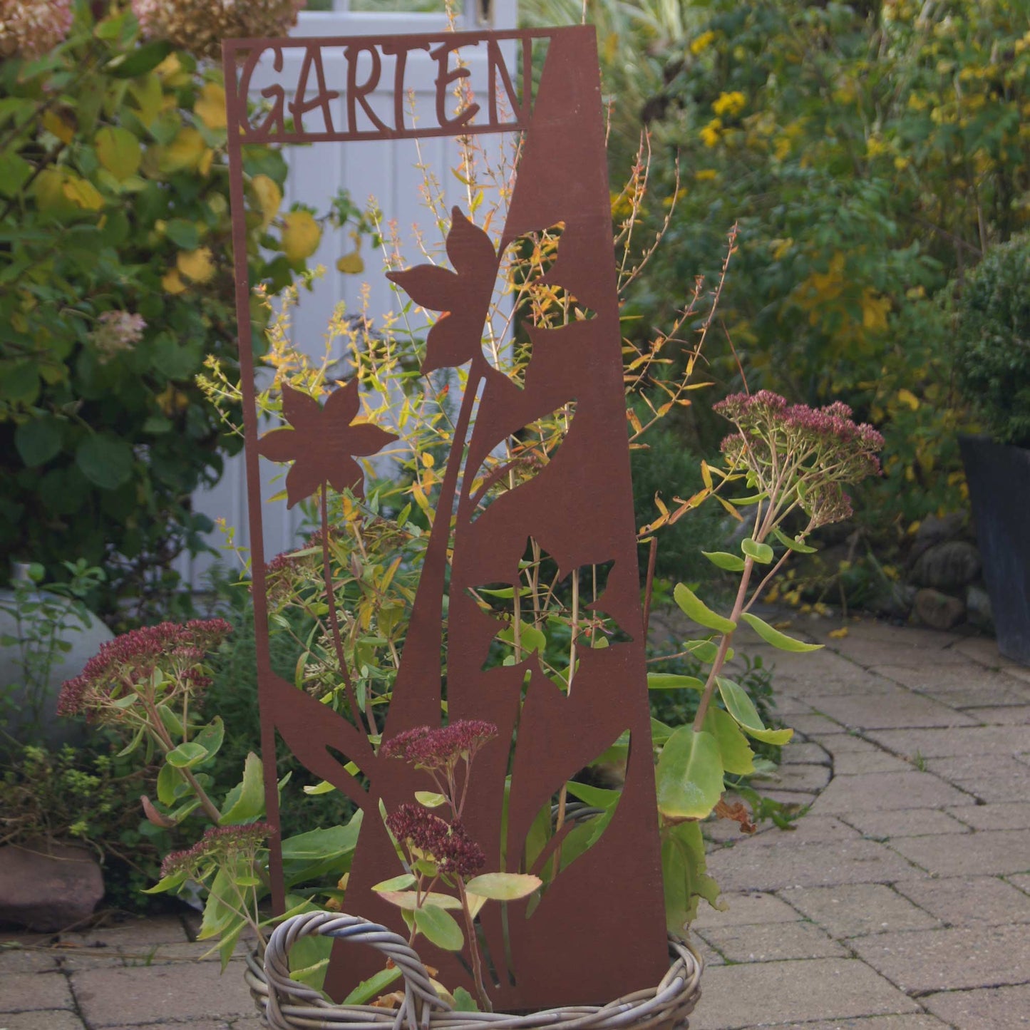 Stecker Rost Schild Blumen "Garten"