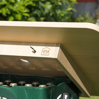 Bierkasten-Tischaufsatz für einen Stehtisch aus Holz