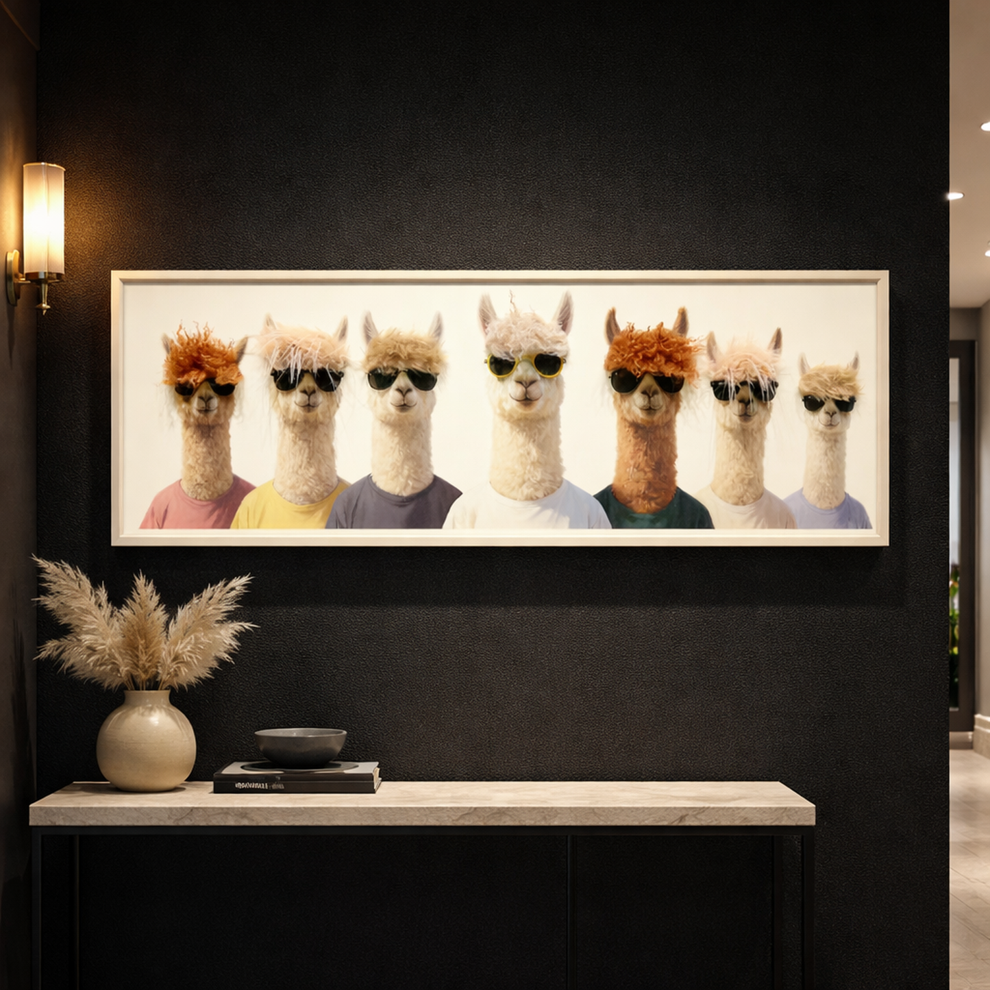 Wall Art 3D Hairfusion Alpakas im Shirt mit Sonnenbrille 120x40