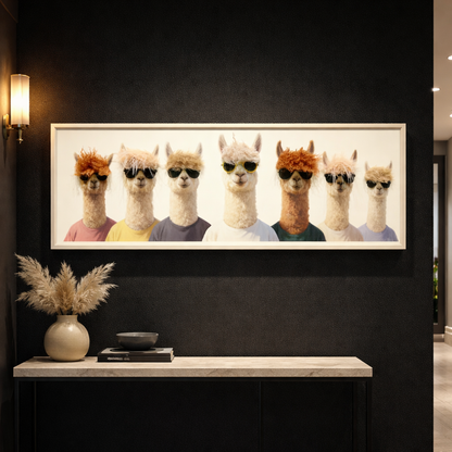 Wall Art 3D Hairfusion Alpakas im Shirt mit Sonnenbrille 120x40