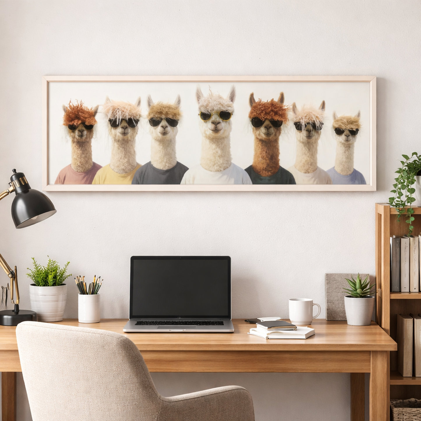 Wall Art 3D Hairfusion Alpakas im Shirt mit Sonnenbrille 120x40
