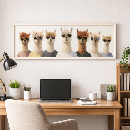 Wall Art 3D Hairfusion Alpakas im Shirt mit Sonnenbrille 120x40