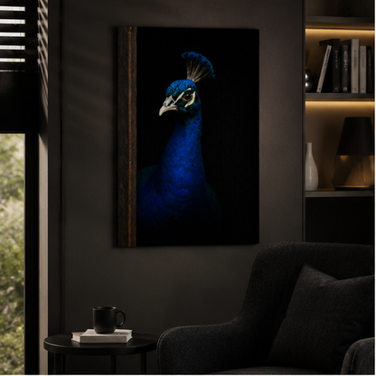 Leinwand Tierportrait Pfau bespannter Keilrahmen